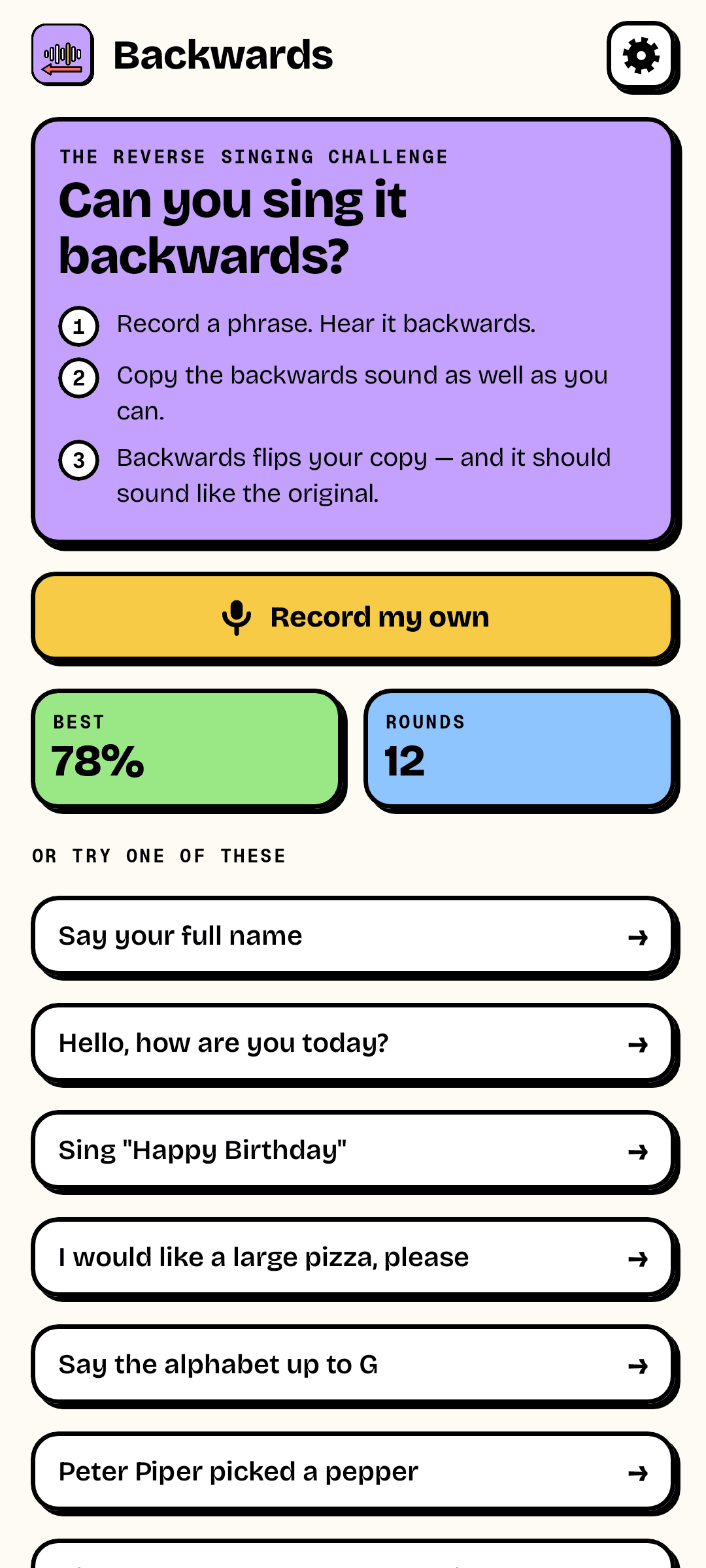 Pick a challenge
