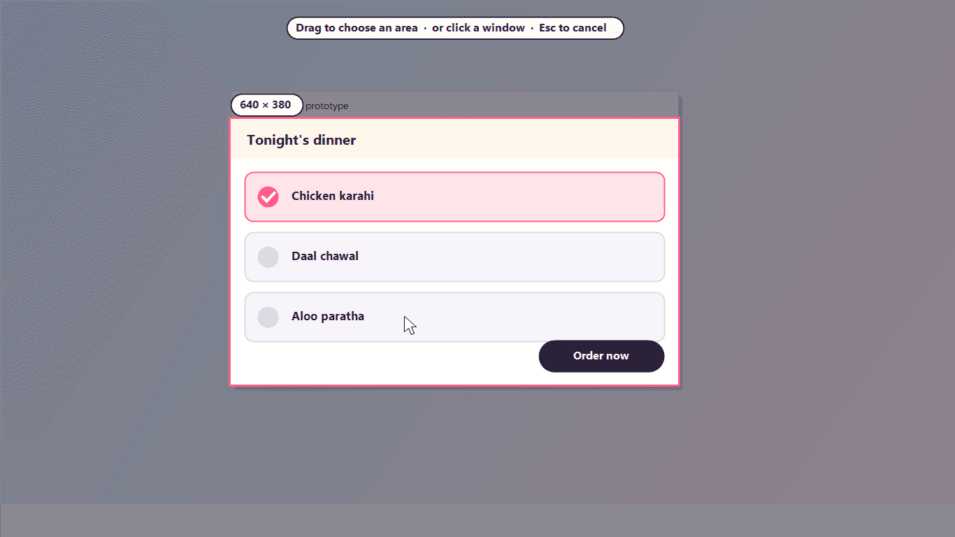 Choosing an area to record