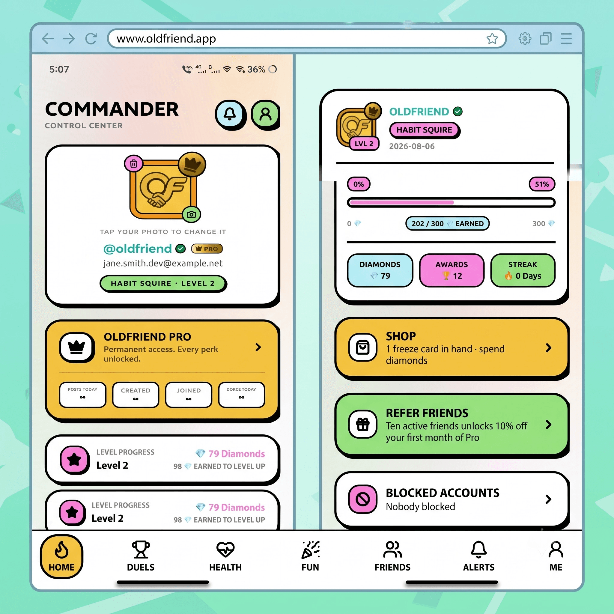 User profile and achievements