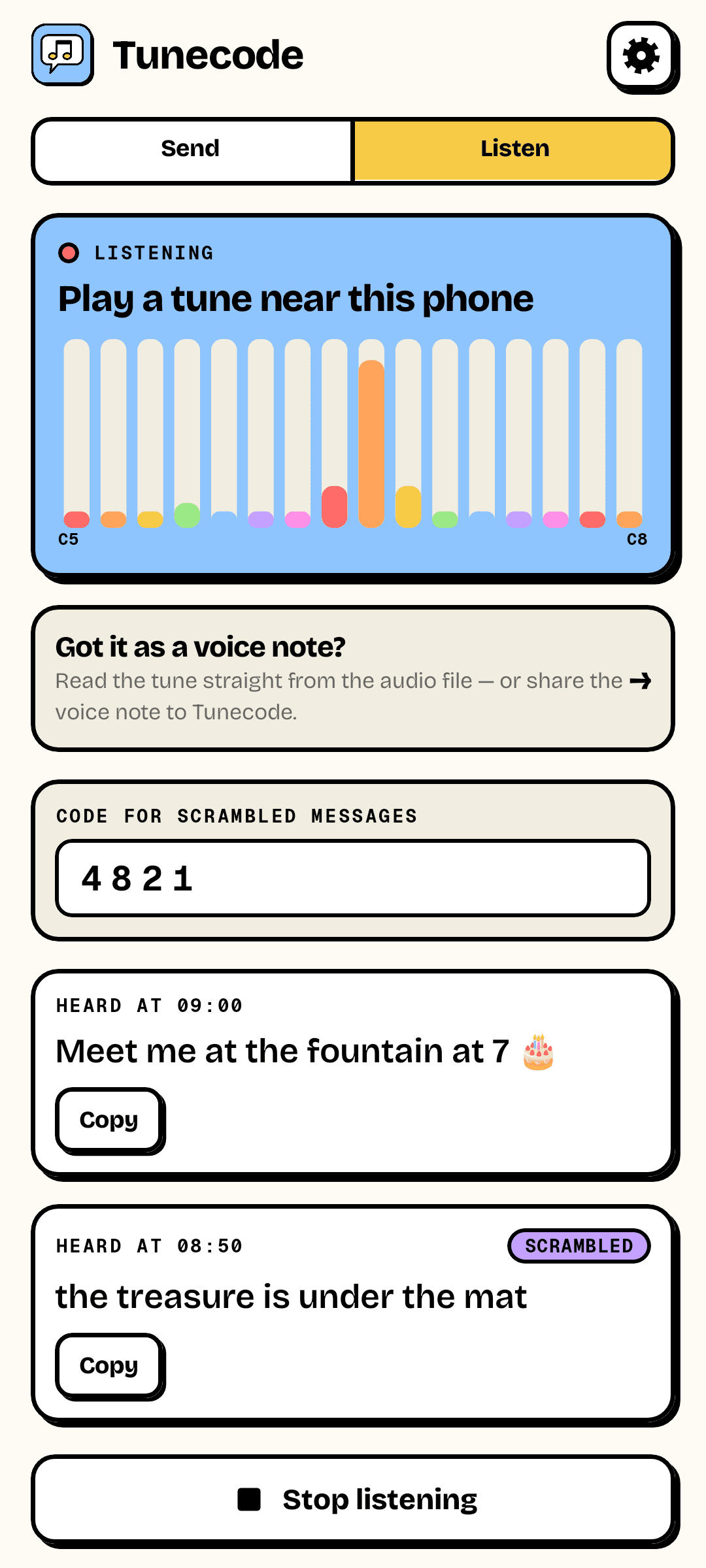 Reading messages from tunes