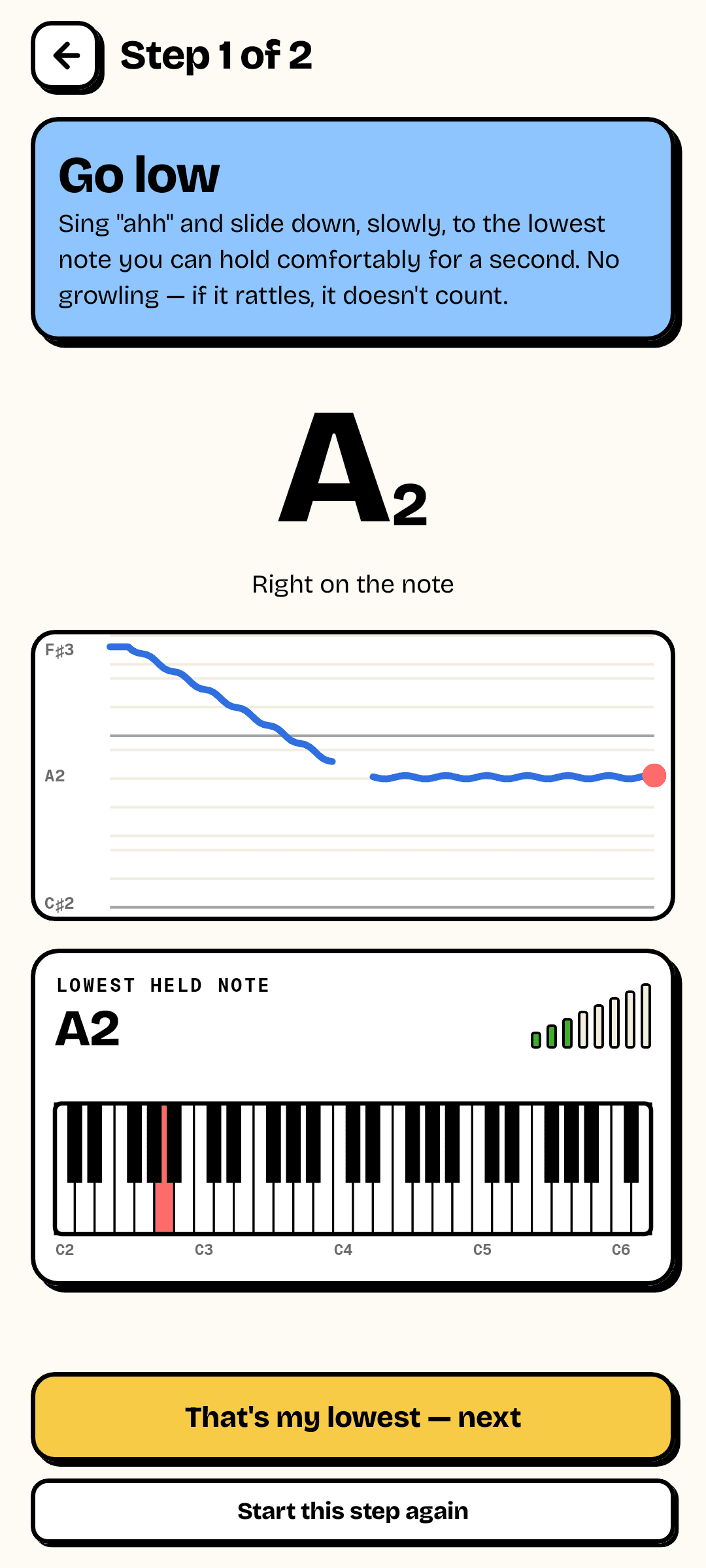 Singing down to the lowest note